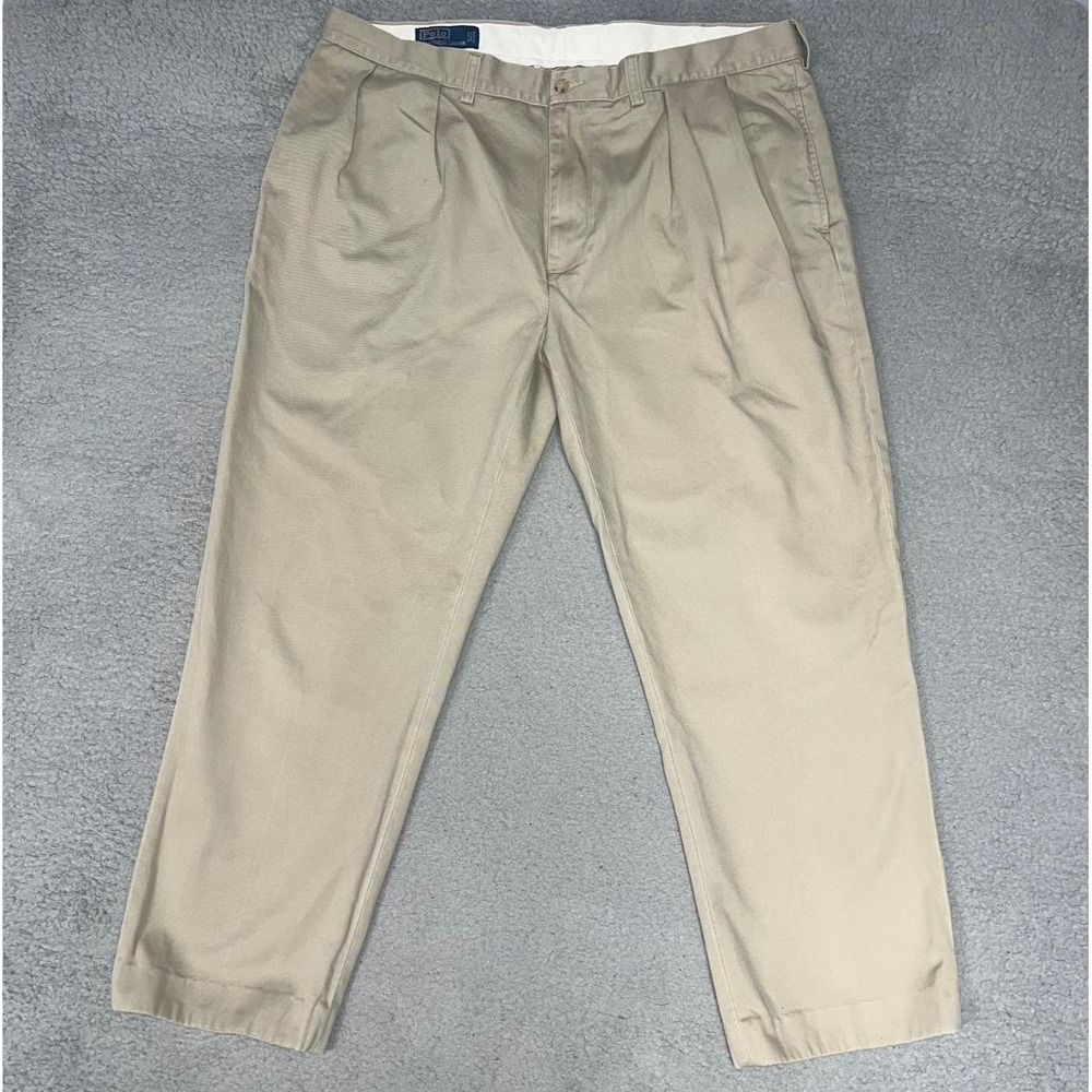 VTG Polo Ralph Lauren Ethan Pant Men's 40/30 (38x28) Khaki Chino Pleated Front